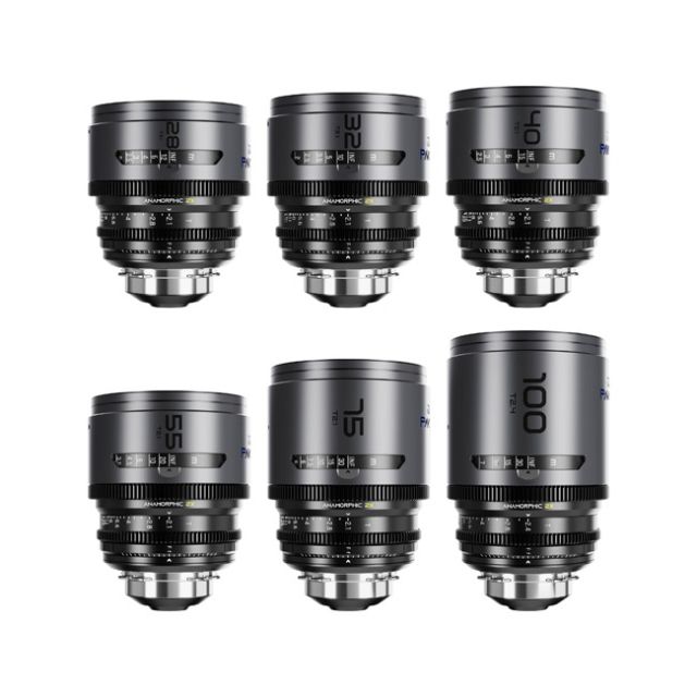 DZOFILM Pavo 2x Anamorphic 6-Lens Set (28/32/40/55/75/100mm T2.1, Blue Coating, PL & EF)