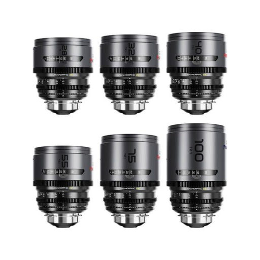 DZOFILM Pavo 2x Anamorphic 6-Lens Set (28/32/40/55/75/100mm T2.1, Neutral Coating, PL & EF)