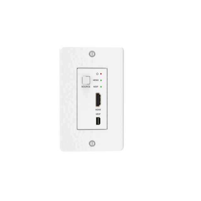 VigilLink 18Gbps 2x1 HDMI/miniâ‚¬€œDP Wall Plate Transmitter with Auto-Switching (40m, White)