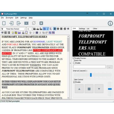 Fortinge FORPROMPT-DV Software for Prompters (Download Version)